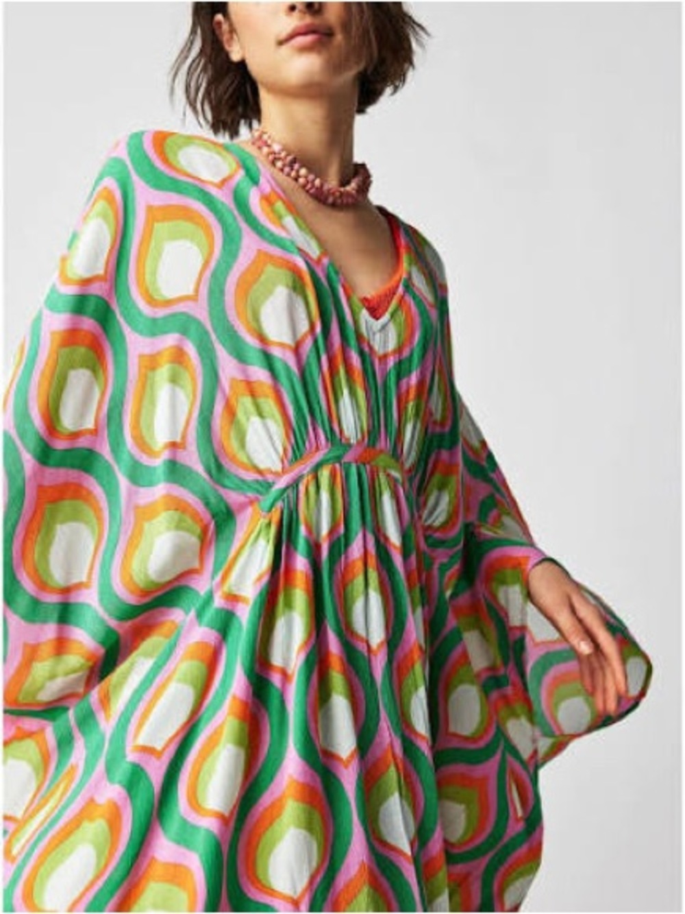 Groovy Baby Maxi Kaftan - pink/green/orange Print - original $98 - OSFM